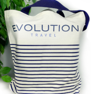 Evolution Navy & White Striped Tote Bag