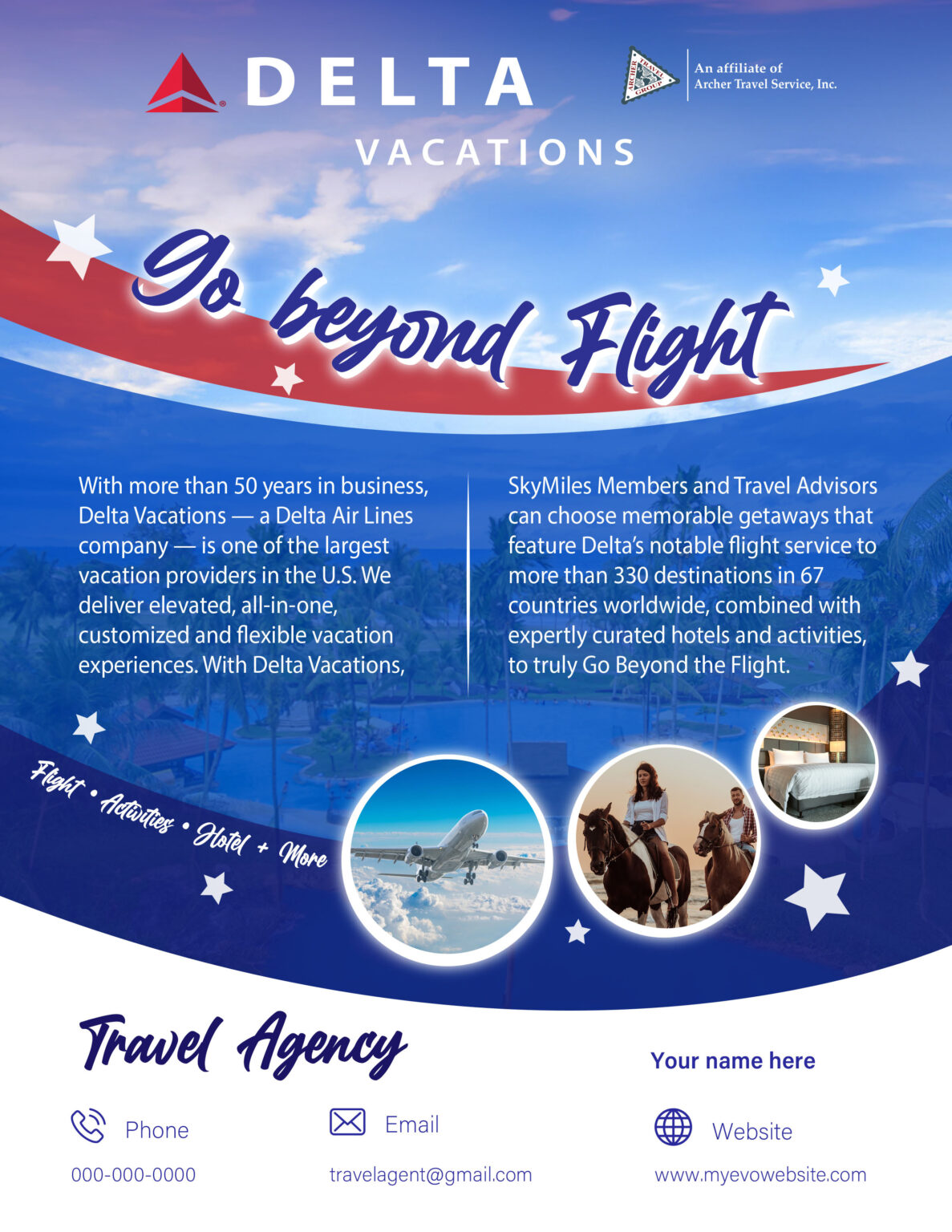 Delta Vacations Flyer (Go Beyond Flight) Archer Evolution Travel Shop